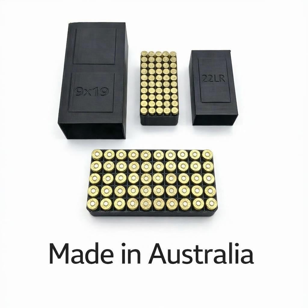 50-Round Ammo Box for .22lr / 9mm / .380 / .25 ACP / .38 Special / .40 S&W / .45