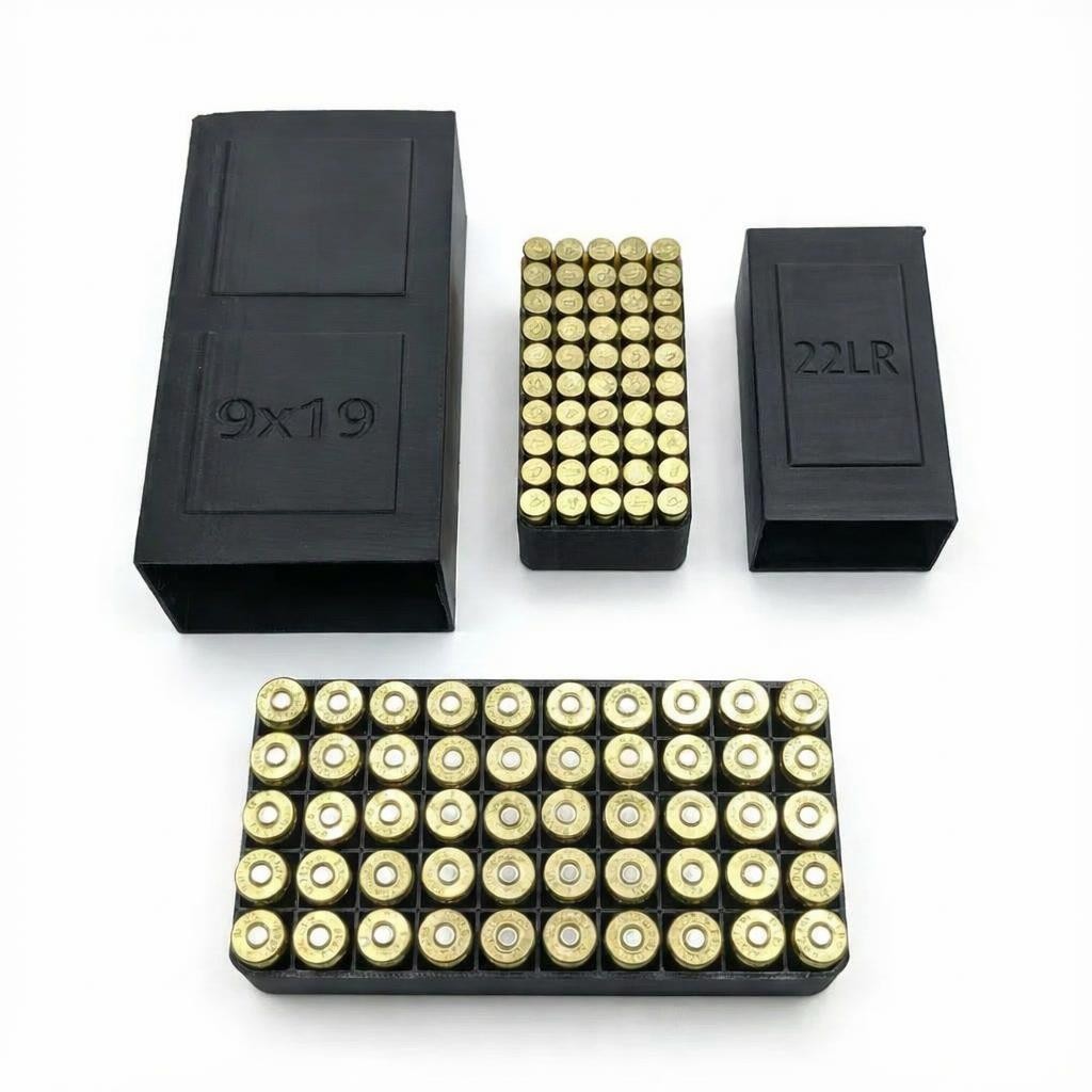 50-Round Ammo Box for .22lr / 9mm / .380 / .25 ACP / .38 Special / .40 S&W / .45